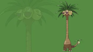 Exeggutor In Green Background With Silhouette Wallpaper