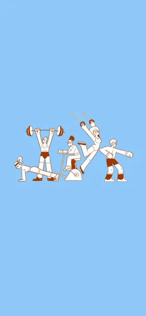 Exercise With Gym Buddies Pastel Blue Wallpaper