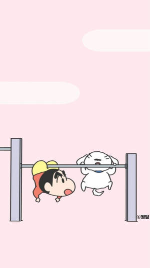 Exercising Shiro And Shinchan Aesthetic Wallpaper