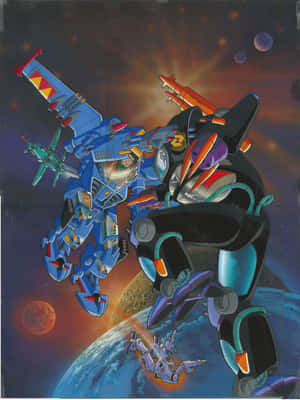 Exosquad Outer Space Fight Wallpaper