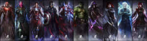 Experience A Thrilling Intergalactic Adventure With Avengers Dual Screen Wallpaper