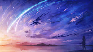 Experience The Beauty Of A Stunning Anime-inspired Sky. Wallpaper