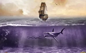 Experience The Thrill Of Swimming With A Magnificent Cool Shark! Wallpaper