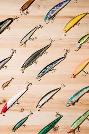 Expert Angler Revealing A Selection Of Premium Fishing Baits Wallpaper