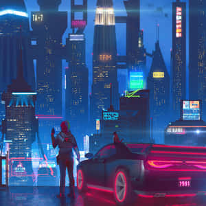 Explore A Futuristic Pixelated World With Cyberpunk Pixel Art Wallpaper