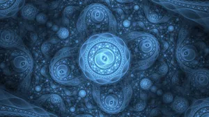 Explore An Unknown World With Blue Fantasy Abstract Flowers Wallpaper