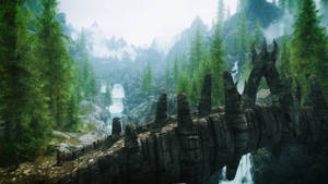 Explore The Cold Wilderness Of Skyrim Wallpaper