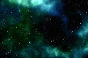 Explore The Cosmic Horizons Of The Green And Blue Galaxy Wallpaper