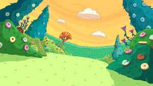 Explore The Enchanting World Of Adventure Time Landscape Wallpaper