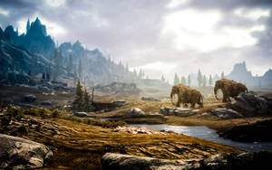 Explore The Epic Fantasy World Of Tamriel In The Classic Video Game, Skyrim Wallpaper