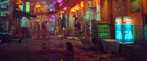 Explore The Neon-drenched Cityscape Of Cyberpunk Wallpaper