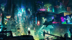 Explore The Neon-lit Streets Of An Expressive Cyberpunk Aesthetic Wallpaper