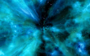 Explore The Universe And Get Lost In The Splendid Cosmic Abundance Of The Green And Blue Galaxy Wallpaper