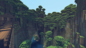 Explore Through A Forest In Minecraft Wallpaper