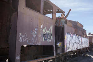 Exploring Abandoned Train Graffiti Wallpaper