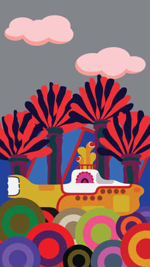 Exploring The Deep Blue Sea In A Yellow Submarine Wallpaper