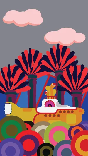 Exploring The Deep Blue Sea In A Yellow Submarine Wallpaper