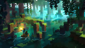 Exploring The World Of Minecraft: Stunning Fan Art Wallpaper