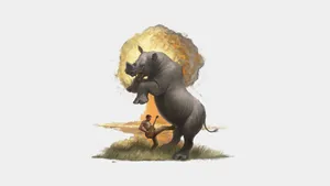 Explosive Battle Hippoand Warrior Wallpaper