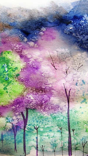 Express Your Creativity With This Colorful Watercolor Painting Iphone Wallpaper. Wallpaper