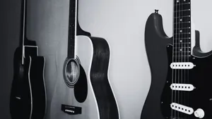 Expressive Black And White Guitar Wallpaper