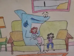 Expressive Sketch Of Kenny The Shark Wallpaper