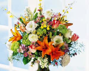 Exquisite And Colorful Flower Arrangement Wallpaper