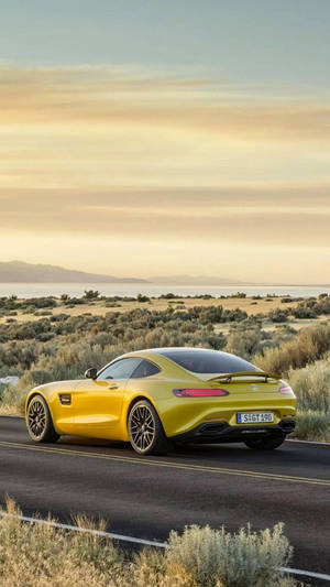 Exquisite Mercedes-amg Gt With Iphone X Entrenched In The Interior Wallpaper