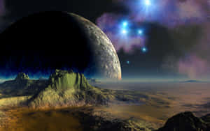 Extraterrestrial_ Landscape_with_ Moon_and_ Stars.jpg Wallpaper