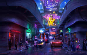 Exuberant Neon Future Cityscape Wallpaper