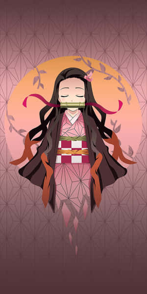 Eyes Closed Cute Nezuko Kamado Digital Illustration Wallpaper