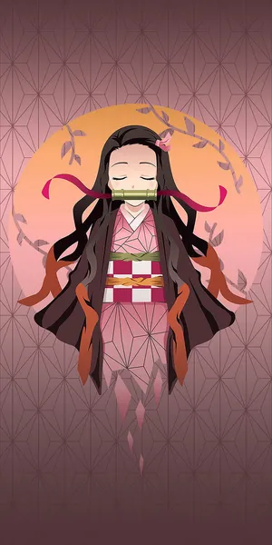 Eyes Closed Cute Nezuko Kamado Digital Illustration Wallpaper