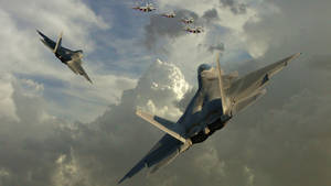 F-22 Raptor Military Jet Takes Off In Flight Wallpaper