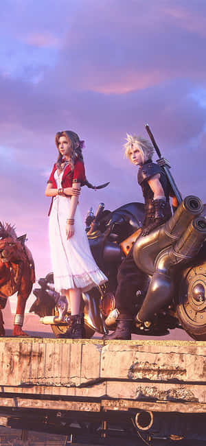 F F7 R Cloud Aerith Sunset Adventure Wallpaper