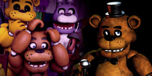 F N A F_ Animated_ Characters_ Group_ Shot Wallpaper