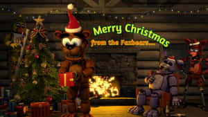 F N A F Christmas Celebrationwith Fazbears Wallpaper