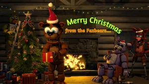 F N A F Christmas Celebrationwith Fazbears Wallpaper