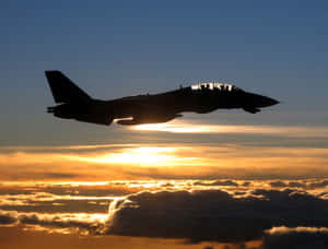 F14 Jet Silhouette Sunset Wallpaper