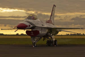 F16 Fighter Jetat Dusk Wallpaper