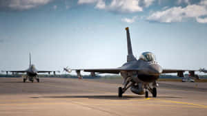 F16 Fighter Jets On Runway Wallpaper