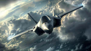 F35 Lightning I I Soaring Through Clouds Wallpaper