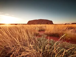 Faded Gray Sky Uluru Wallpaper