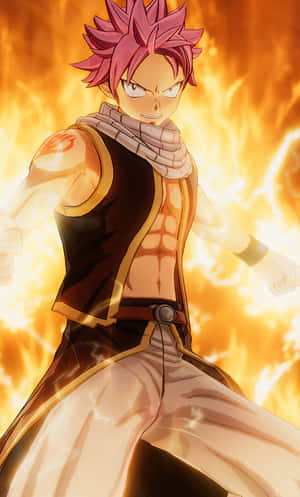 Fairy Tail Iphone Natsu Dragneel Fierce Look Wallpaper