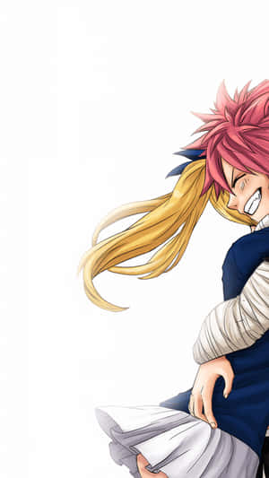 Fairy Tail Iphone Natsu Dragneel Hugging Hugging Lucy Wallpaper