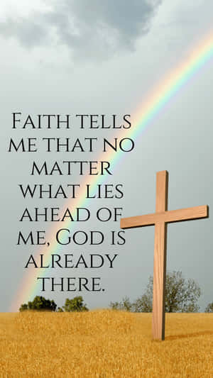 Faithand God Ahead Rainbow Cross Wallpaper