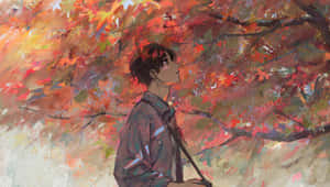 Fall Anime Man Photographer Painting Wallpaper