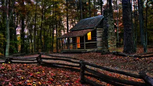 - Fall Cabin: A Cozy Retreat Amidst Autumn Colors Wallpaper