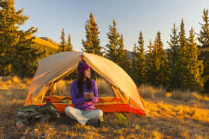 Fall Camping With Warm Fire Wallpaper