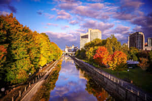 Fall City Aerial View - A Picturesque Town During Autumn Season Wallpaper