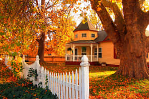 Fall Country Landscape With Rustic Barn Wallpaper